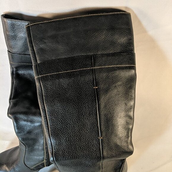 b.o.c. Black Leather Heeled Boots 3.5" Block Heel Knee High Womens 8.5 BOC Born - Picture 5 of 16